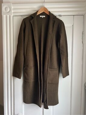 madewell wool camden sweater coat heather elm olive green extra small #g9615